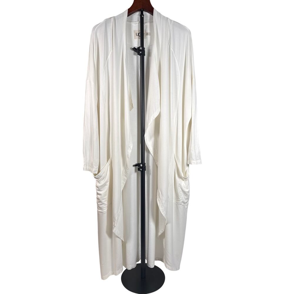 UGG Open Front Long Cardigan Oversized Drapey Fit XS Neutral Cream Color